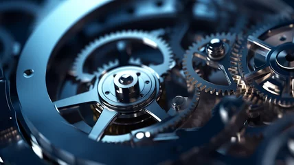 Fototapete Makrofotografie background of the gear mechanism inside the watch. Generative AI