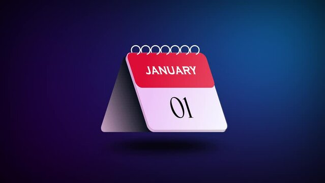 31 december to 1 january table calendar flipping animation footage. thirty first december to first january calendar page turning 3d animation
