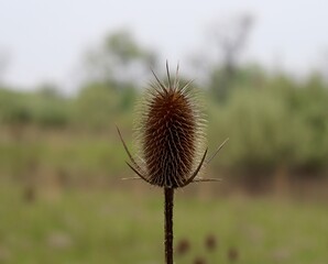 A close view of the thistle weed in the field.