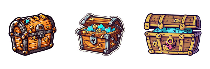 Cartoon treasure chest. Vector illustration.
