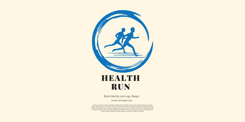 health running event logo design for competition or marathon championship
