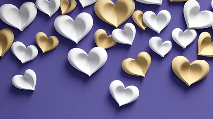  3d hearts on purple background