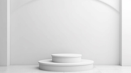 white podium abstract empty three-dimensional platform design. Generative AI