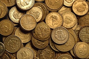 coins on the table as a background Generative AI