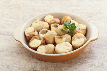 Delicous baked snail with butter - Escargot