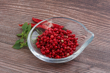 Red pepper seeds in the bowl
