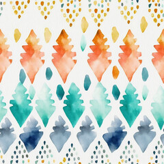 Boho Style Seamless Watercolor Pattern