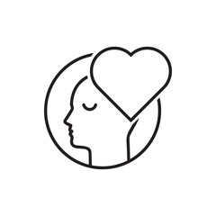 thin line lover man black logo. outline flat style trend modern contour creative logotype graphic art design isolated on white. concept of love or amour good feeling and harmony with smile face