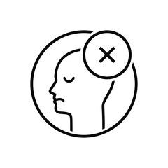 black thin line dismissal round logo. stroke flat style trend modern logotype graphic art design isolated on white background. concept of side view of face and people unhappy emotion like displeasure