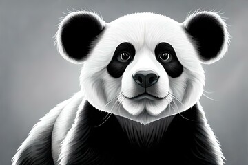 Black and white panda with elegant eyes 
