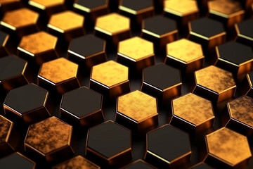 abstract gold background with hexagons