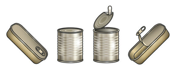 Metal can isolated color set icon. Vector illustration aluminum container on white background .Vector color set icon metal can.