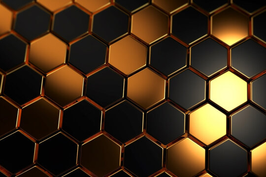 abstract gold background with hexagons © adel