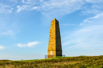 Captain Cook's Monument in Yorkshire near Great Ayton at the peak of Easby Moor hike.