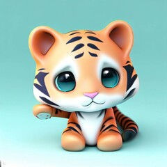 Cute baby tiger 3d render, Generated AI