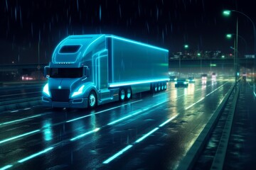 truck on highway. Generative AI
