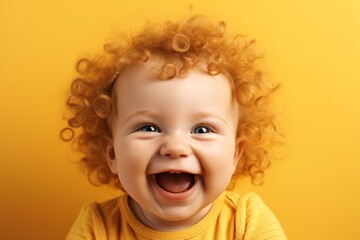 Naklejka premium baby laughing on colorful background