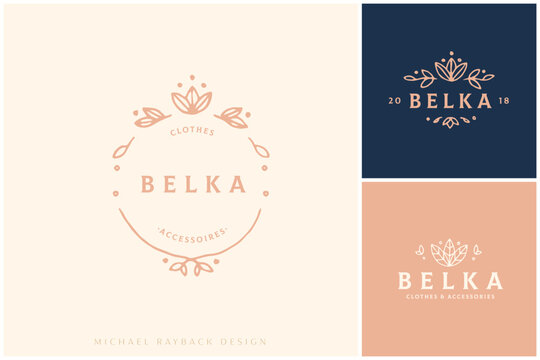 Hand drawn logo design, Floral logo design, Feminine branding, Botanical logotype, Twigs emblem, Collectin, Premade logo, Flower clipart