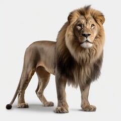 Obraz premium Full body lion isolated on white, Generative AI
