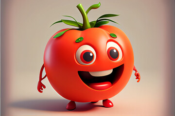 Cute tomato cartoon character. Generative AI