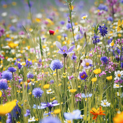 In the spring, a photograph showcases a meadow filled with colorful wildflowers