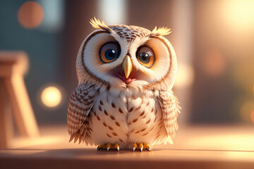Cute Little owl illustration, Education Concept ai generative