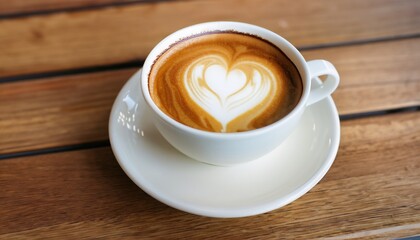cup of coffee on wooden table