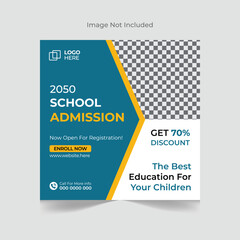 School admission social media post banner template. Back to School Square flyer design Template, school admission template for social media ad.
