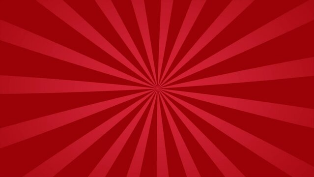 Abstract animation loop background radial lines rotate in red cartoon comic style.