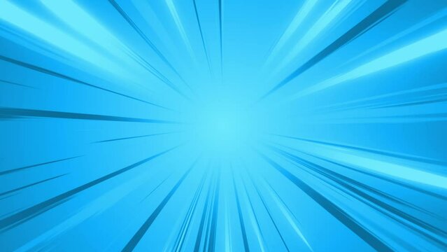 Looped blue rays animation comic book action layout background.