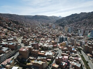 aerial view La Paz by drone
