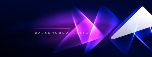 Neon lights hacking geometric background, virtual reality or artificial intelligence concept, cyberpunk geometric template for wallpaper, banner, presentation, background