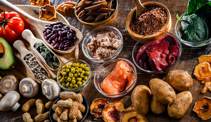 Composition with food products rich in niacin
