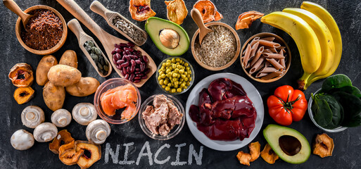 Composition with food products rich in niacin