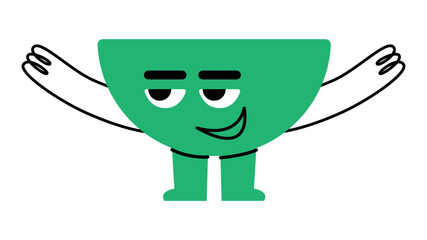 Various bright basic Geometric Figures with face emotions, hands and legs. Different shapes. Vector illustration for kids isolated on background. Cute funny ьщвукт characters.