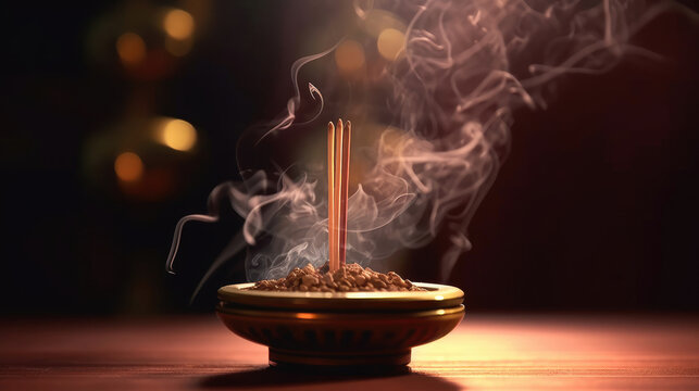 Burning incense with the scent of lavender