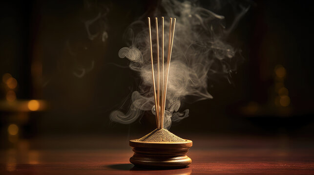 Burning incense with the scent of lavender