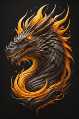 Photo generative Ai of Dragon head illustration