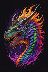 Photo generative Ai of Dragon head illustration