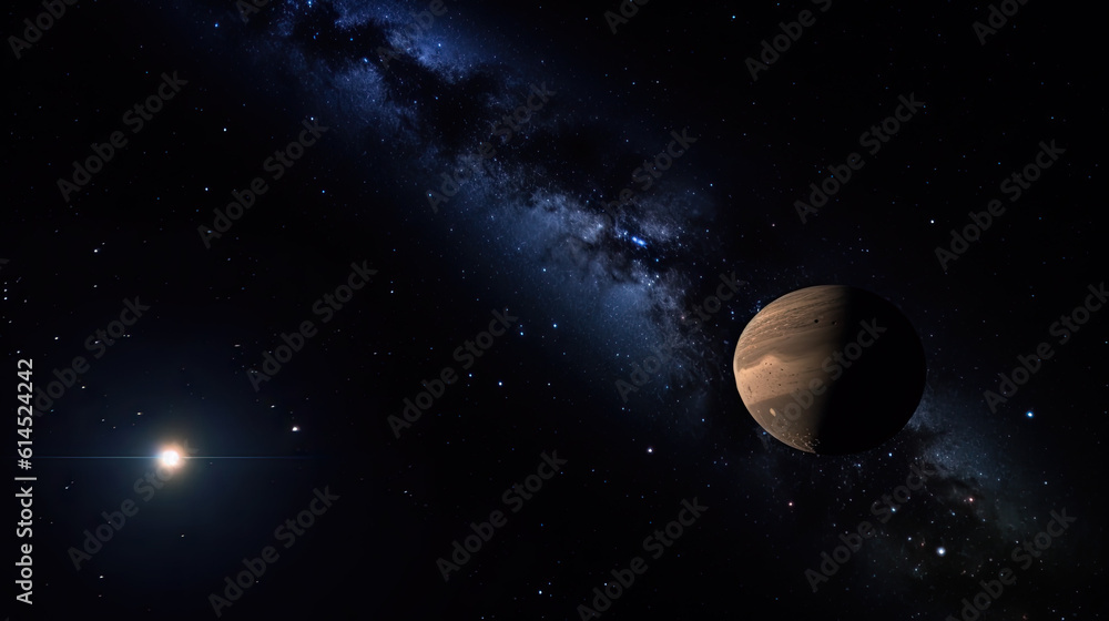 Poster planetary system in space. generative ai