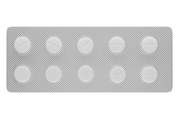 Round pills in a package isolated. . Medicine. Vitamin tablets.