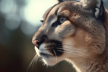 cougar. head close-up. AI generated.