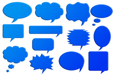 Set of blue speech bubbles isolated on transparent background. Vector illustration.