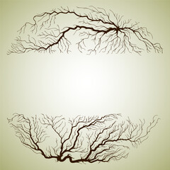 Abstract circle shape illustration of tree roots.