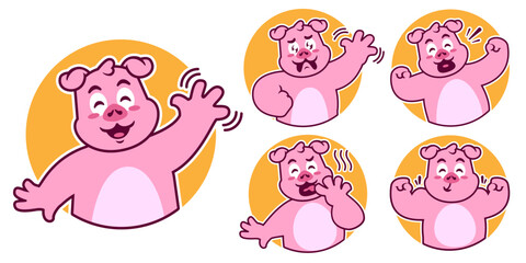 Obraz premium Pig cartoon sticker