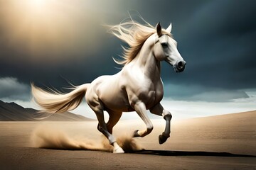 Obraz na płótnie Canvas horse run in the desert