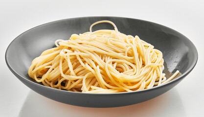  Delicious plate of italian spaghetti pasta over isolated white background