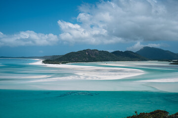 Aerial Drone view of Whitehaven Beach in the Whitsundays, Queensland, Australia - obrazy, fototapety, plakaty