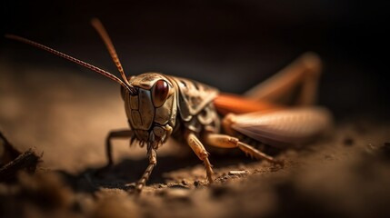 Macrophoto of grasshopper. Generative AI