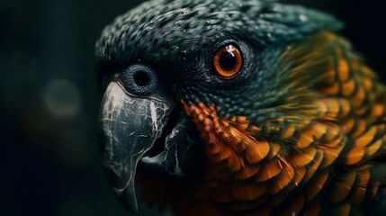 Fototapeta premium Macrophoto of parrot. Generative AI
